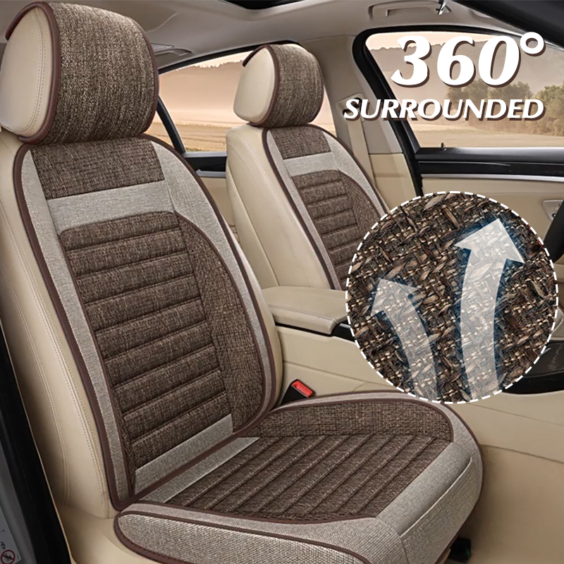 Leather Car Seat Covers Full Set Universal - أغطية مقاعد سيارة شاملة من الكتان